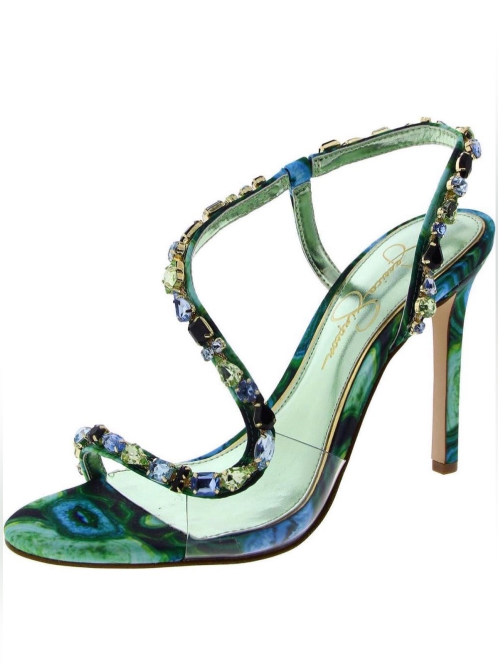 Jessica Simpson Jaycin High Heel Sandal in Fluorite Combo Satin